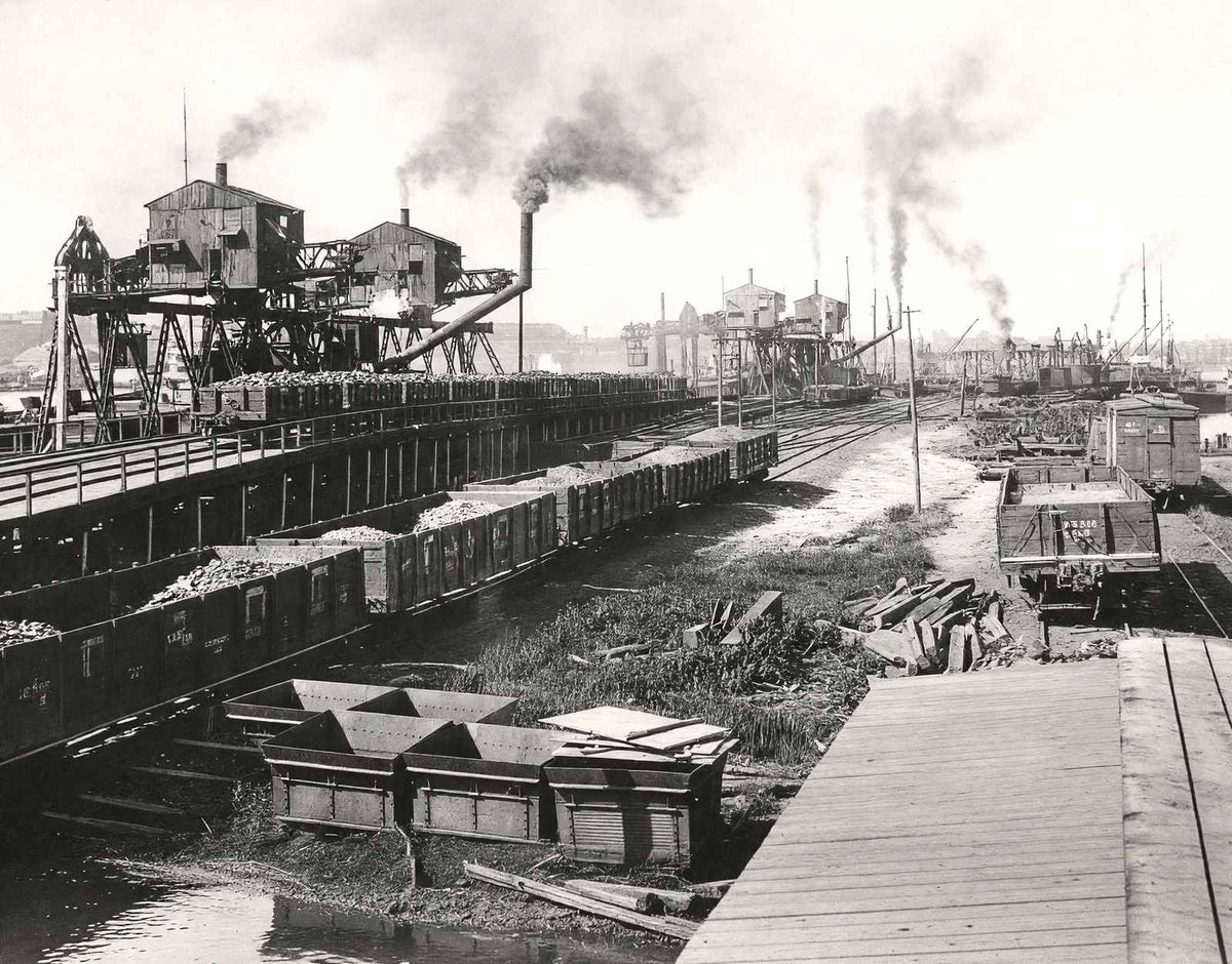 One of the Iron Ore Docks Toledo Ohio in 1905 Restored Photo Print (7 Sizes)