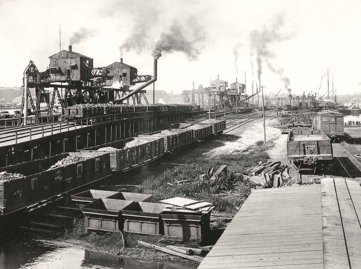 One of the Iron Ore Docks Toledo Ohio in 1905 Restored Photo Print (7 Sizes)