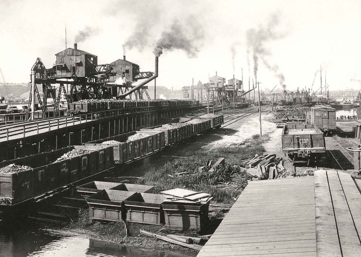 One of the Iron Ore Docks Toledo Ohio in 1905 Restored Photo Print (7 Sizes)