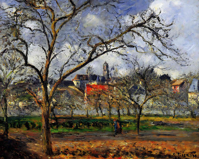 On Orchard in Pontoise in Winter Painting by Camille Pissarro 8x10" Art Print