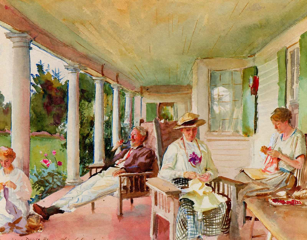 On the Verandah (Ironbound Island, Maine) 1922 by Sargent Art Print (6 Sizes)
