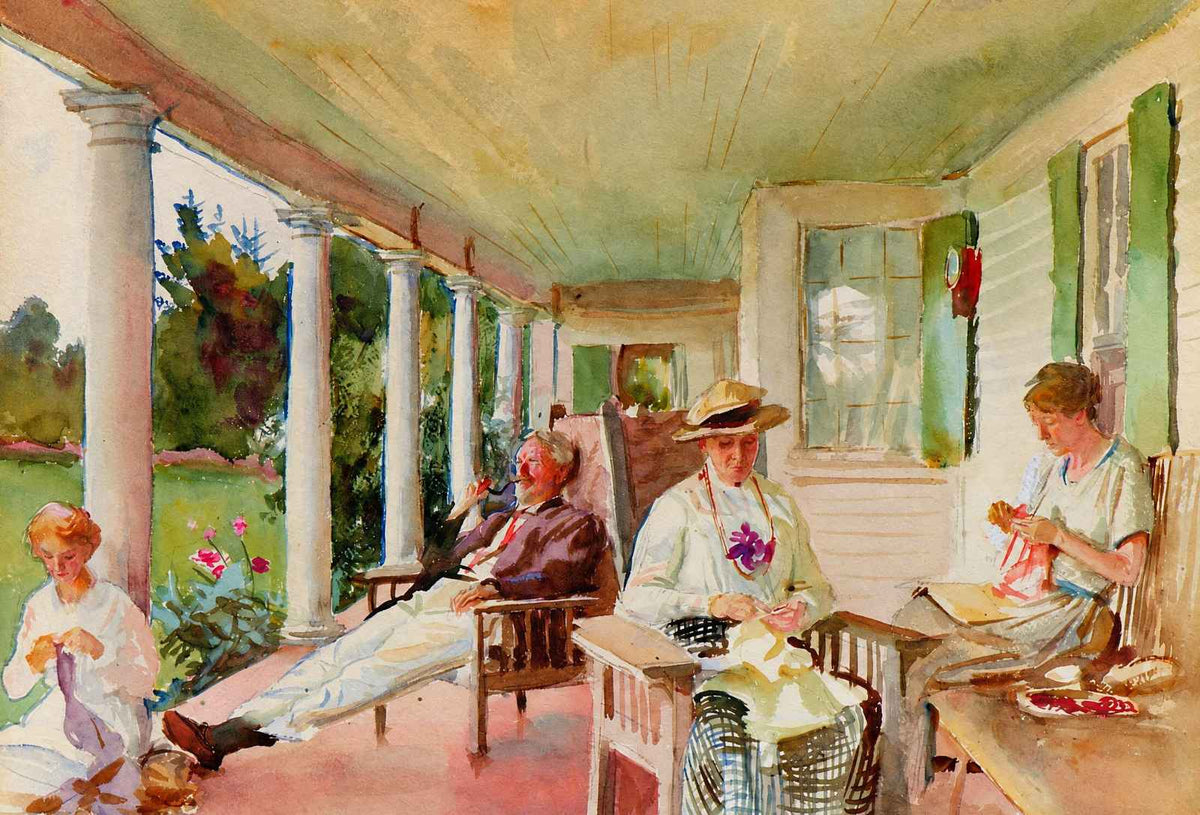 On the Verandah (Ironbound Island, Maine) 1922 by Sargent Art Print (6 Sizes)