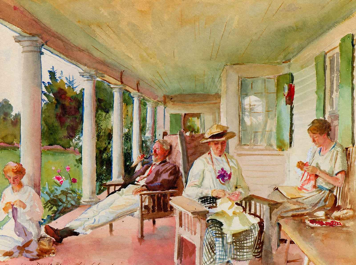 On the Verandah (Ironbound Island, Maine) 1922 by Sargent Art Print (6 Sizes)