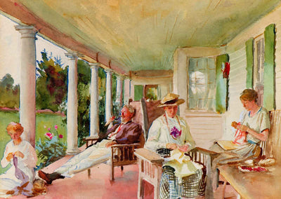 On the Verandah (Ironbound Island, Maine) 1922 by Sargent Art Print (6 Sizes)