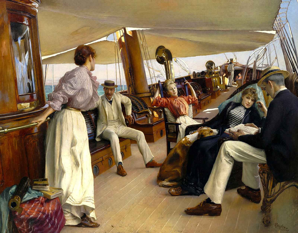 On the Yacht Namouna Painting by Julius LeBlanc Stewart Fine Art Print (6 Sizes)