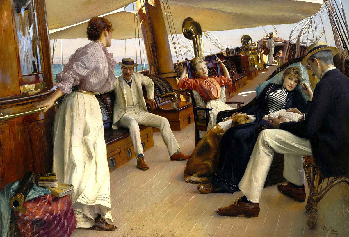 On the Yacht Namouna Painting by Julius LeBlanc Stewart Fine Art Print (6 Sizes)