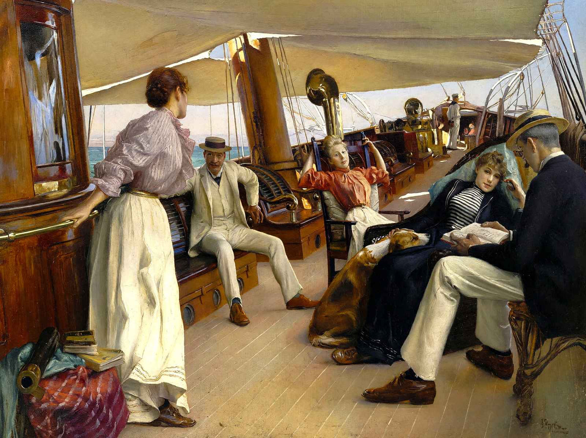 On the Yacht Namouna Painting by Julius LeBlanc Stewart Fine Art Print (6 Sizes)