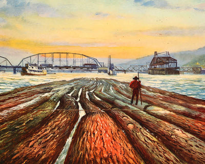 Towing Logs on the Willamette River art print