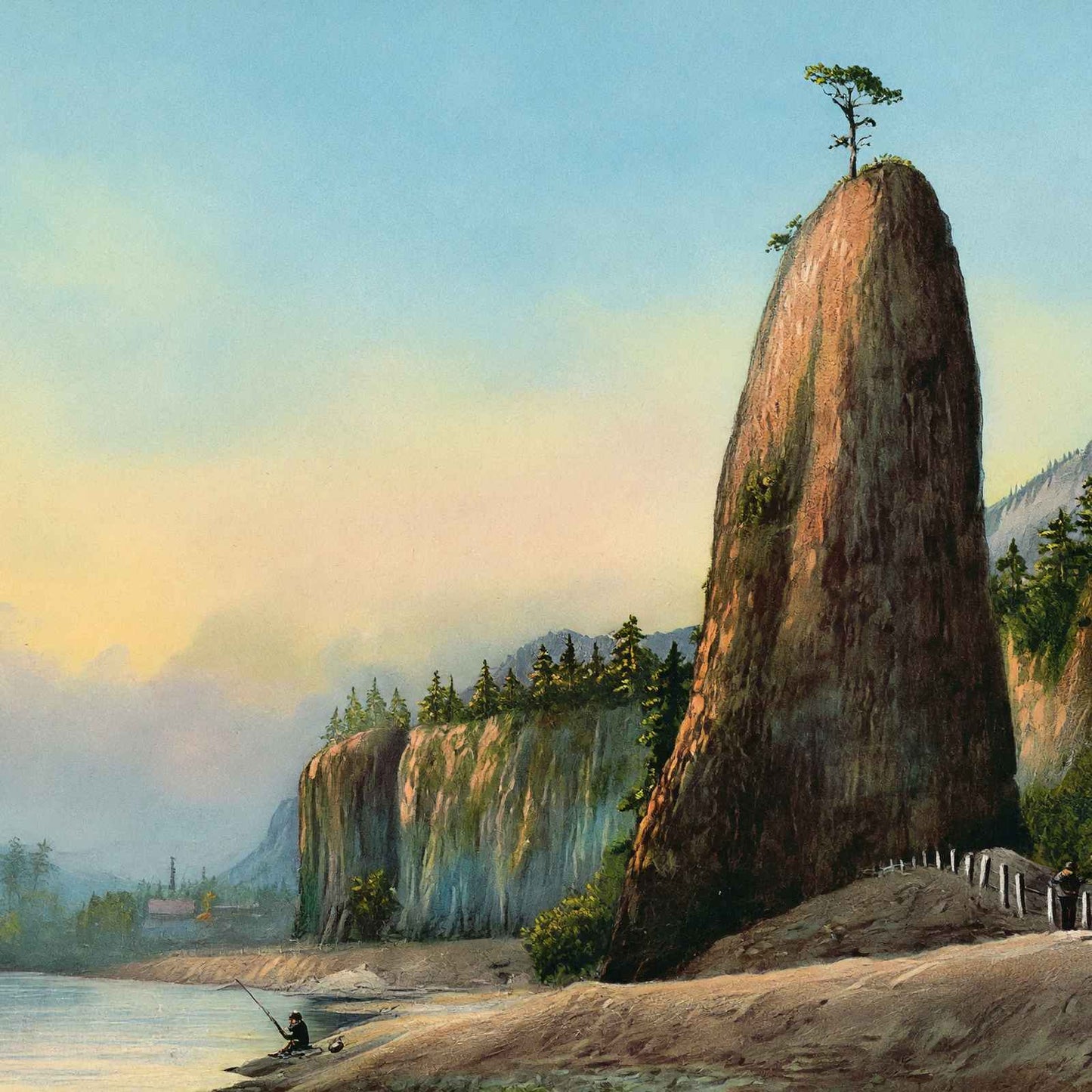 Pillars of Hercules Columbia River in 1908 Vintage Print (7 Sizes) - Restored