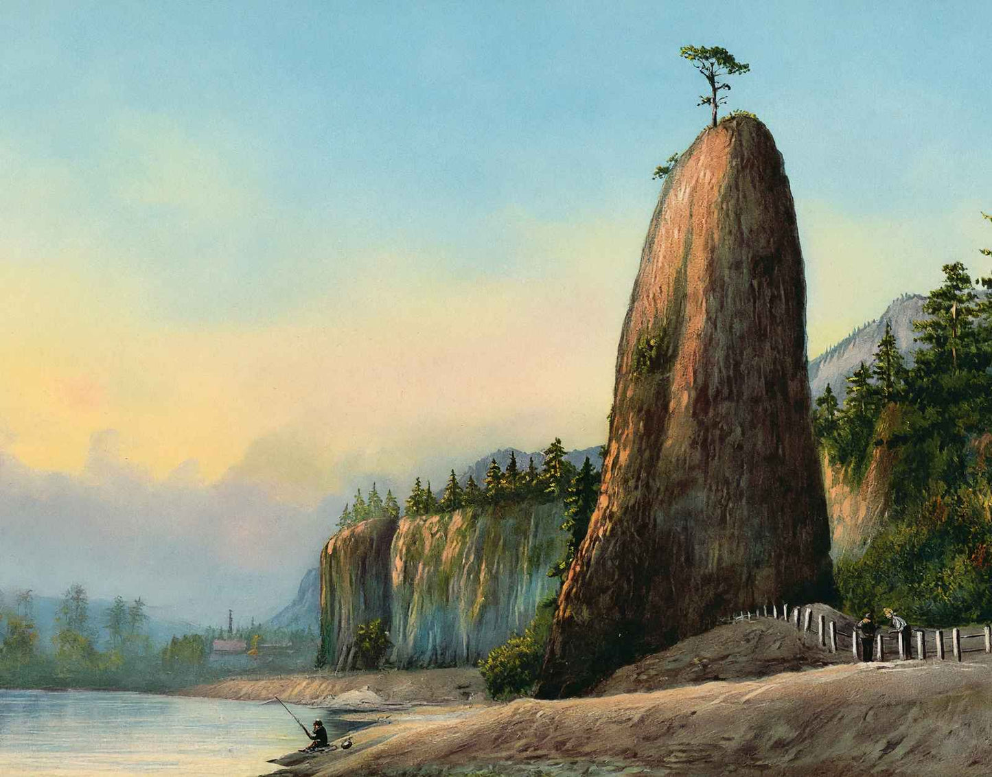 Pillars of Hercules Columbia River in 1908 Vintage Print (7 Sizes) - Restored