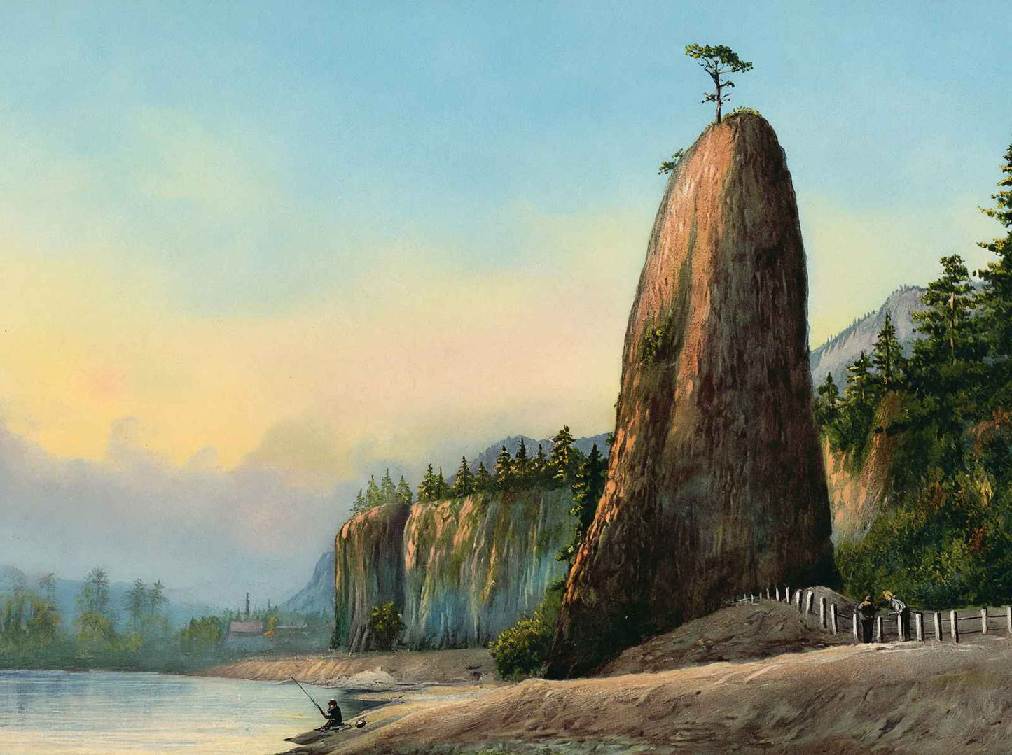 Pillars of Hercules Columbia River in 1908 Vintage Print (7 Sizes) - Restored