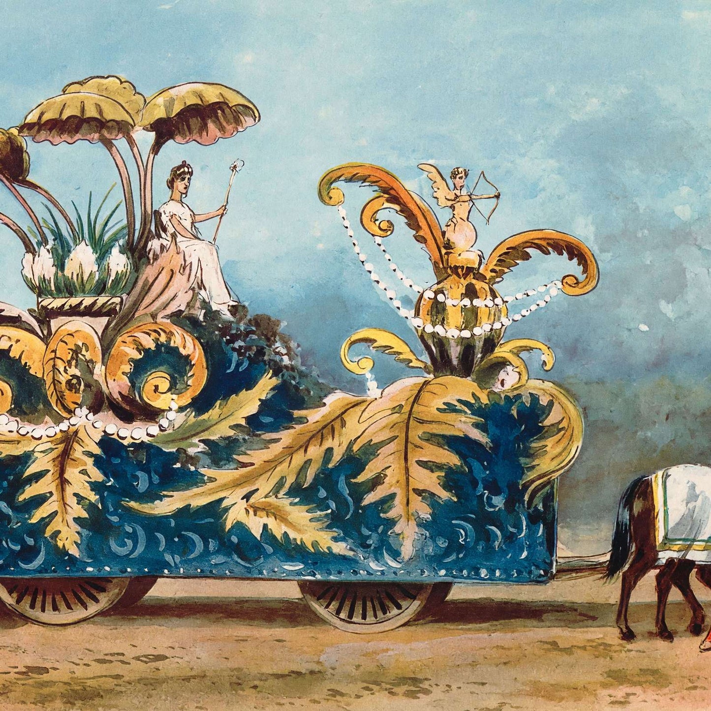 Ornament Float Houston Carnival 1907 Vintage Print (7 Sizes) - Archival Paper