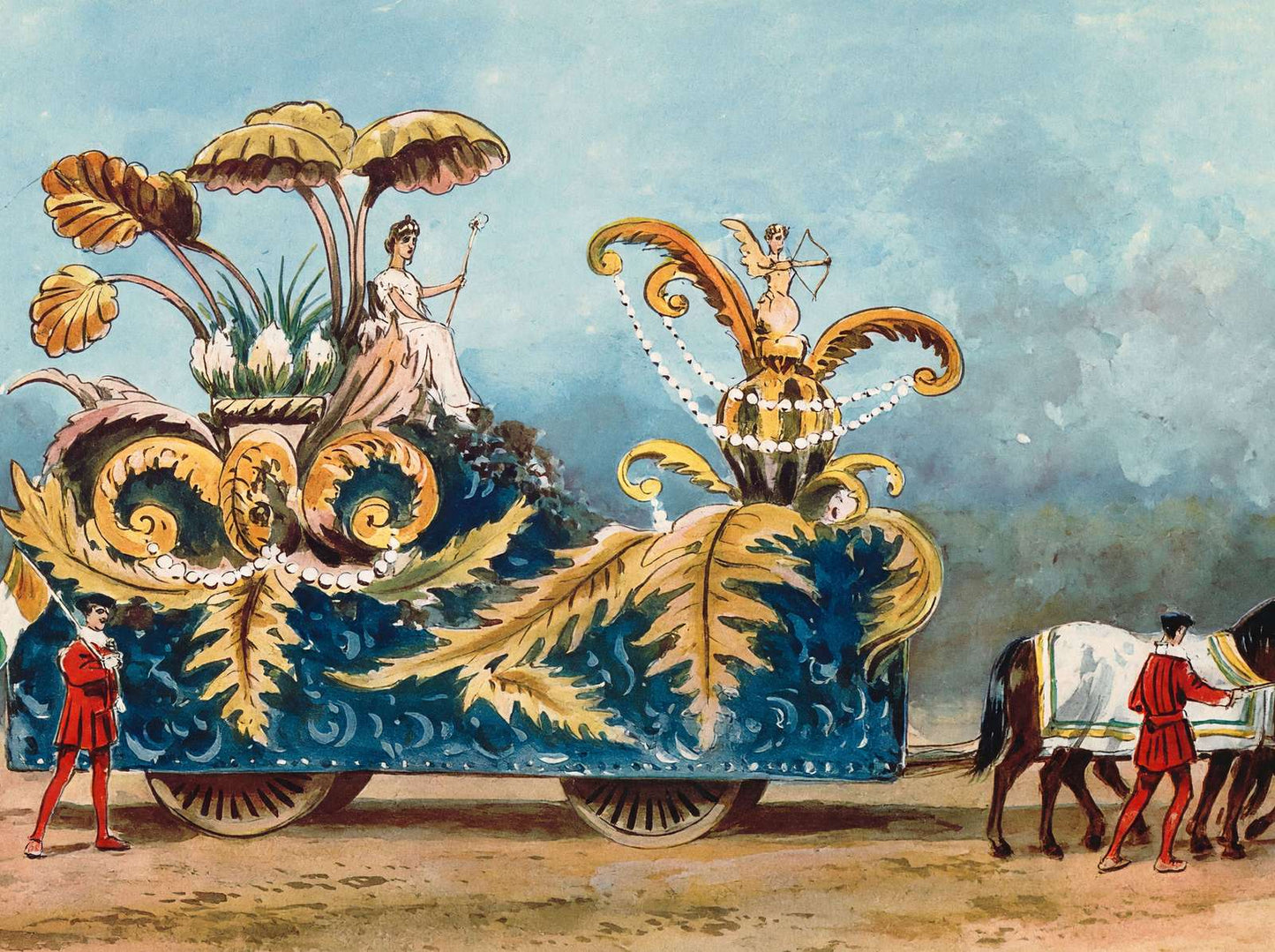 Ornament Float Houston Carnival 1907 Vintage Print (7 Sizes) - Archival Paper