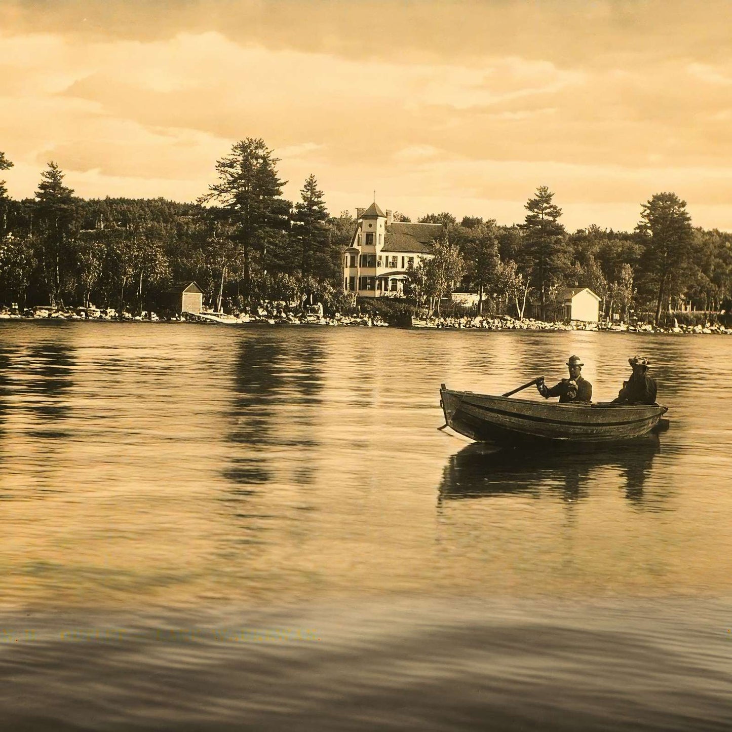 Outlet Lake Waukewan Meredith NH Vintage Print (7 Sizes) - Reproduction