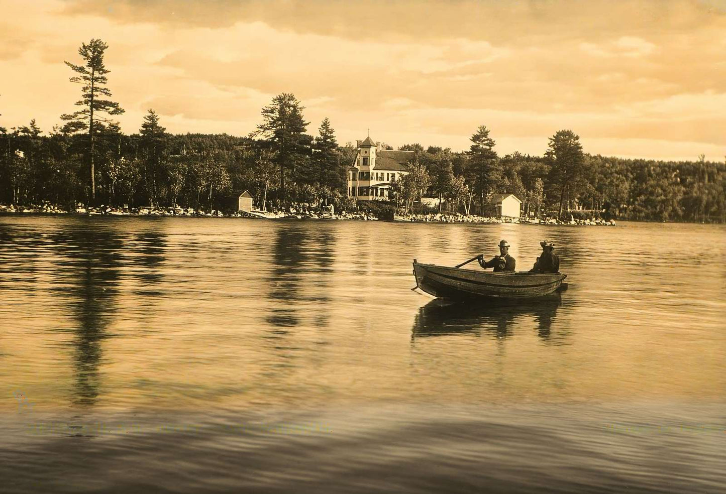 Outlet Lake Waukewan Meredith NH Vintage Print (7 Sizes) - Reproduction
