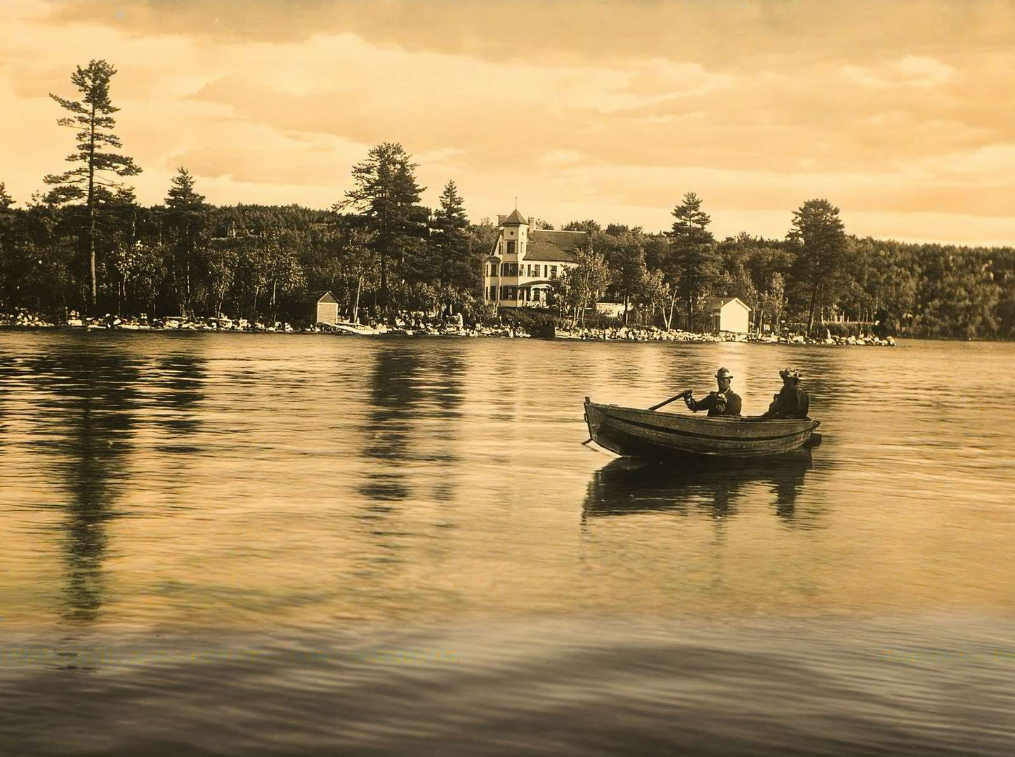 Outlet Lake Waukewan Meredith NH Vintage Print (7 Sizes) - Reproduction