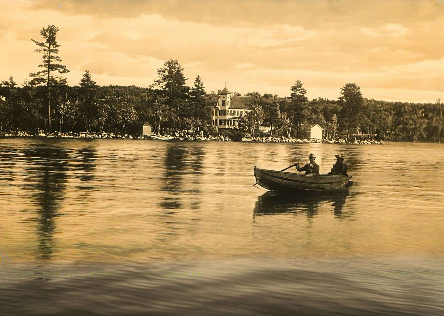 Outlet Lake Waukewan Meredith NH Vintage Print (7 Sizes) - Reproduction