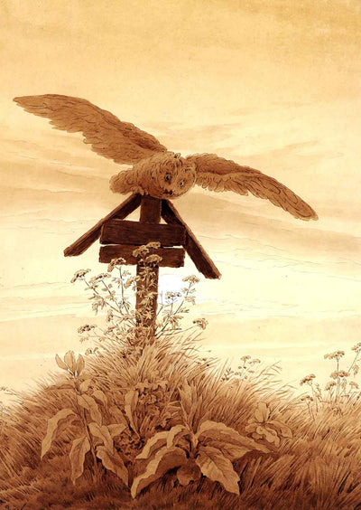Owl on a Grave 1837 Painting by Caspar David Friedrich Art Print (6 Sizes)