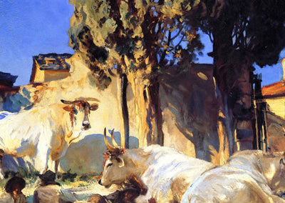 Oxen Resting Art Print 1910 Painting by John Singer Sargent (6 Sizes)