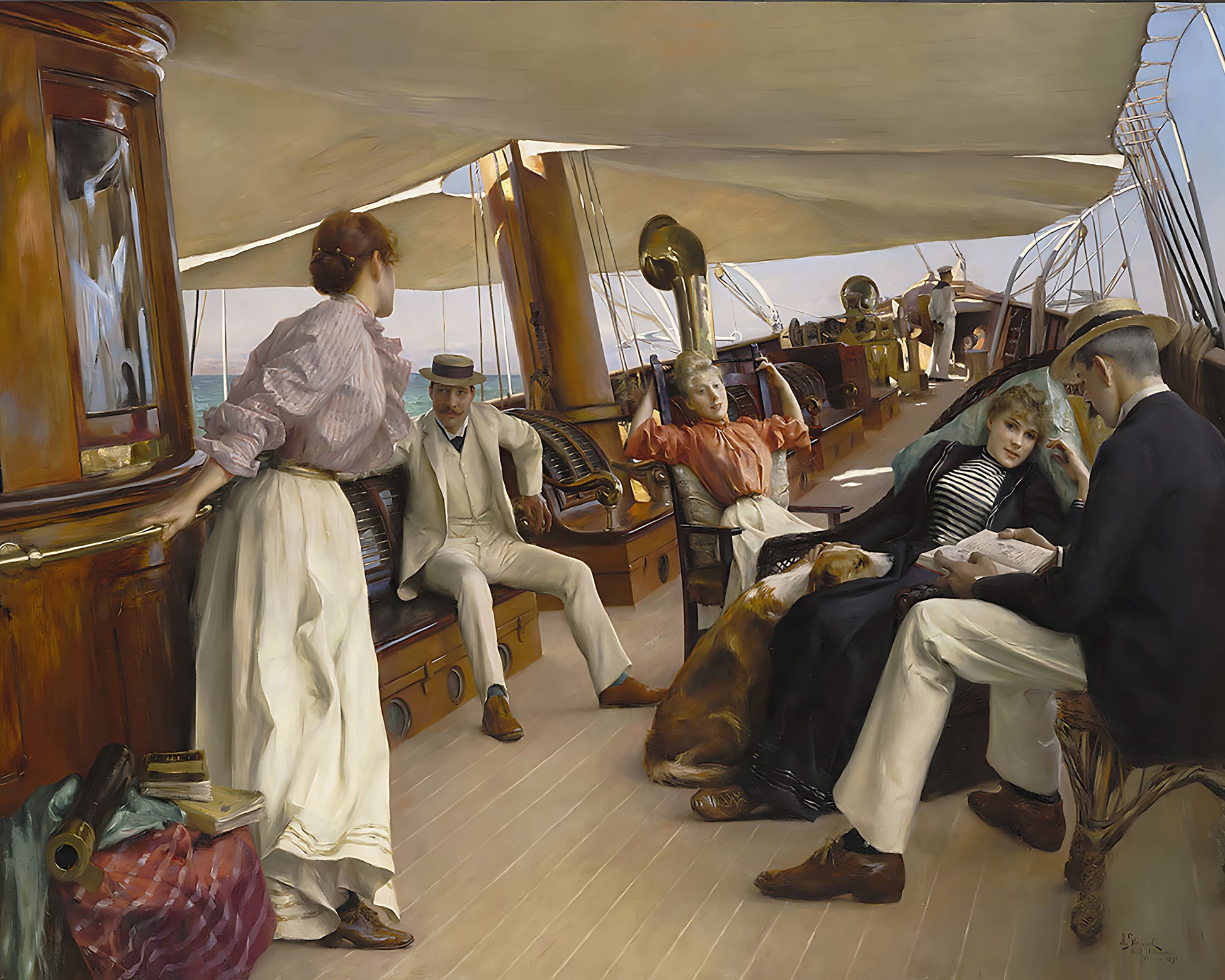 On the Yacht Namouna Painting by Julius LeBlanc Stewart 8x10" Art Print