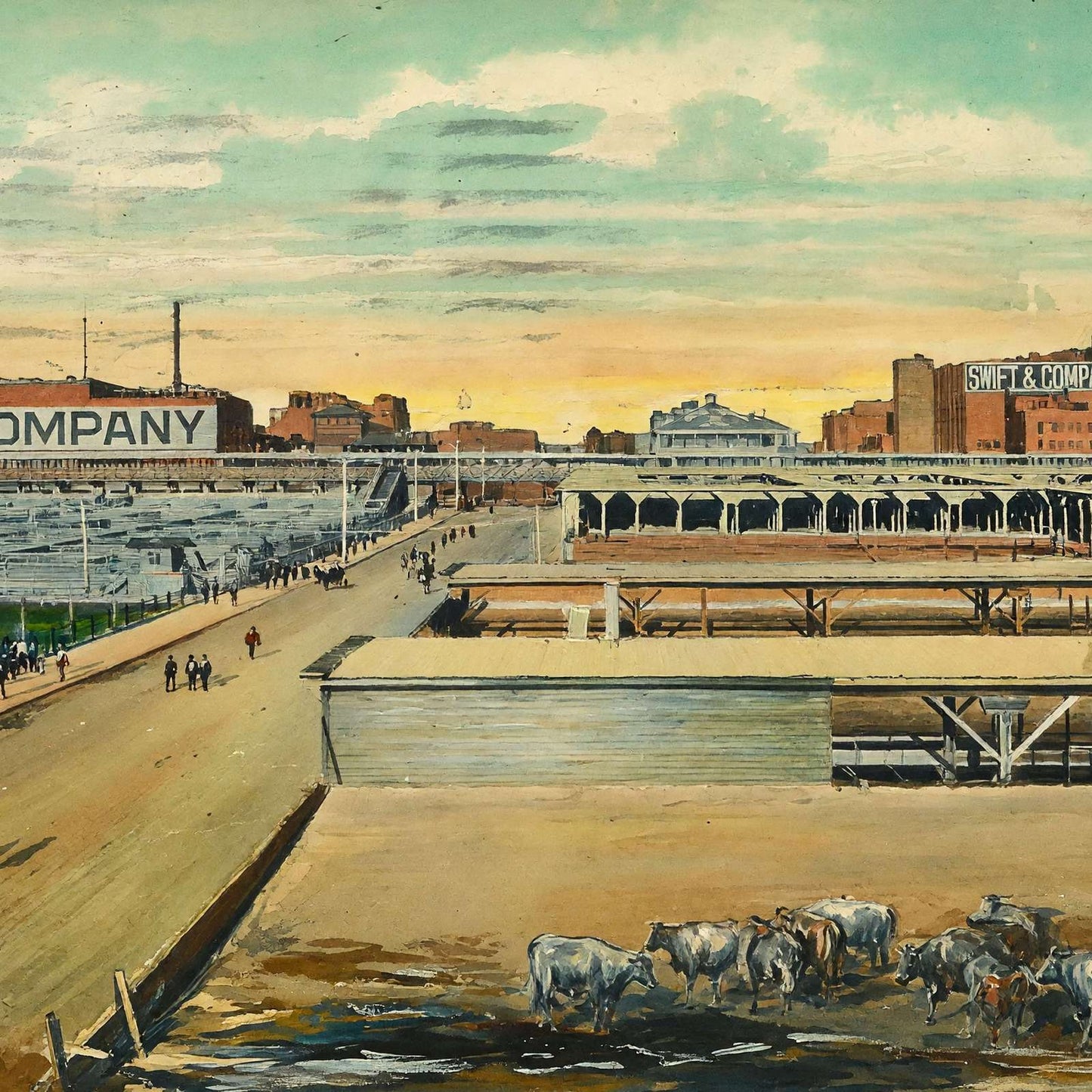Packing Houses Fort Worth in 1906 Art Print (7 Sizes) - Restored