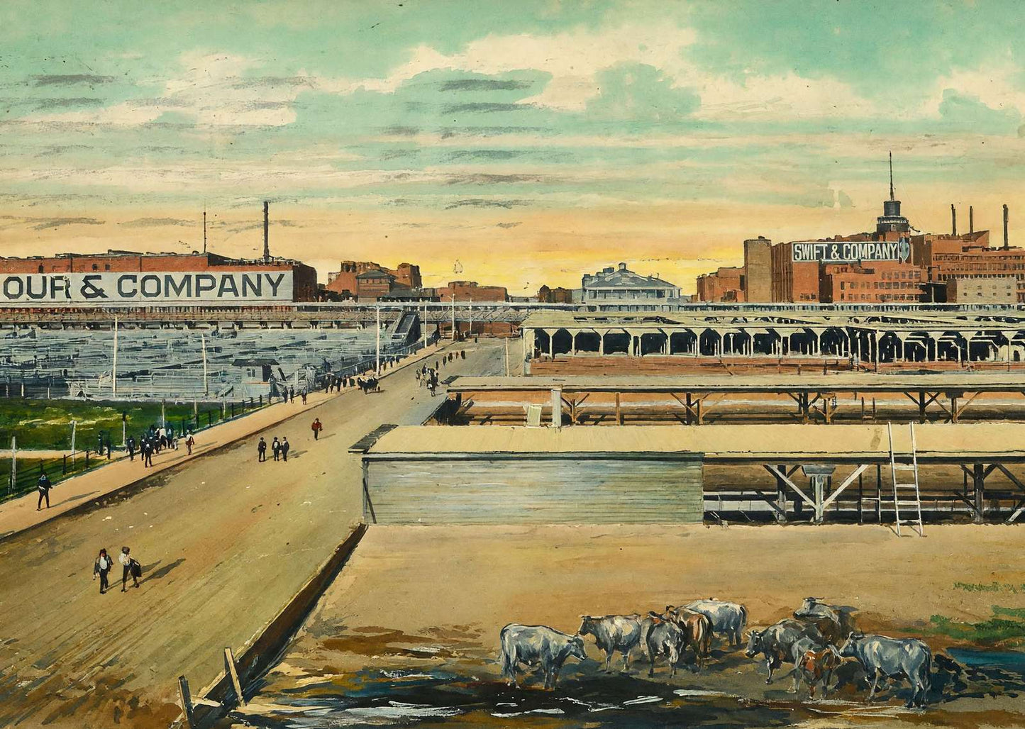 Packing Houses Fort Worth in 1906 Art Print (7 Sizes) - Restored