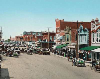 Spring Street in Palestine in 1908 vintage print