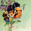 Pansies Tied with Pink Ribbon in 1907 Vintage Print (7 Sizes) - Restored
