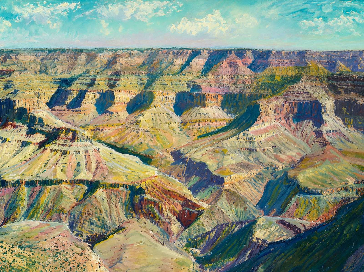 Panorama from Hotel Point Grand Canyon in 1907 Art Print (7 Sizes) - Enhanced