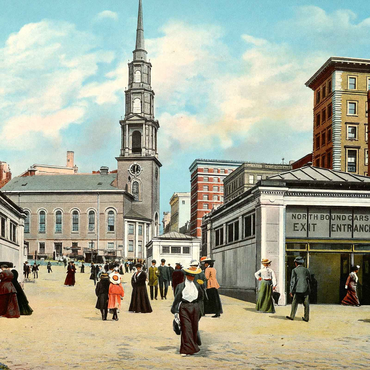 Park Street Subway Entrance Boston in 1903 Vintage Print (7 Sizes)