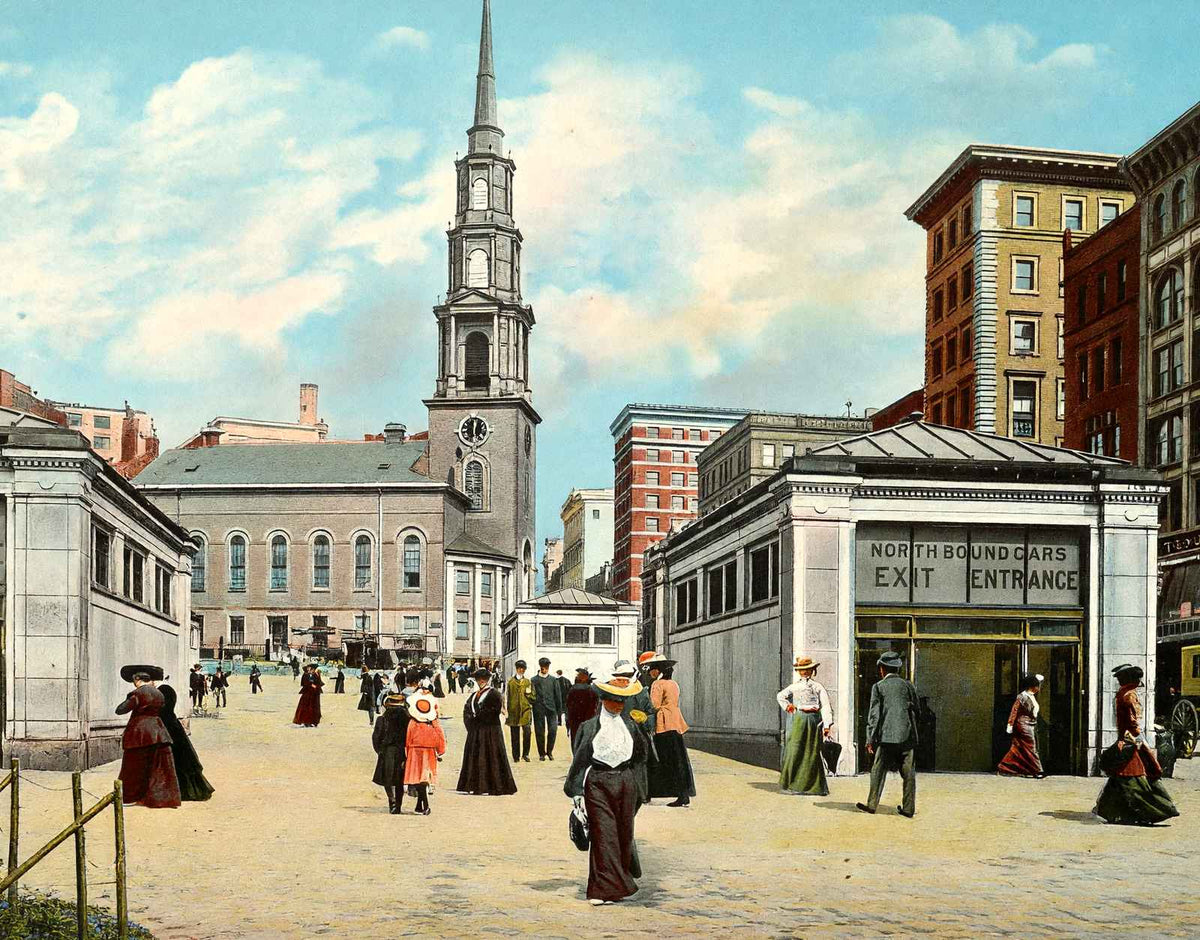 Park Street Subway Entrance Boston in 1903 Vintage Print (7 Sizes)