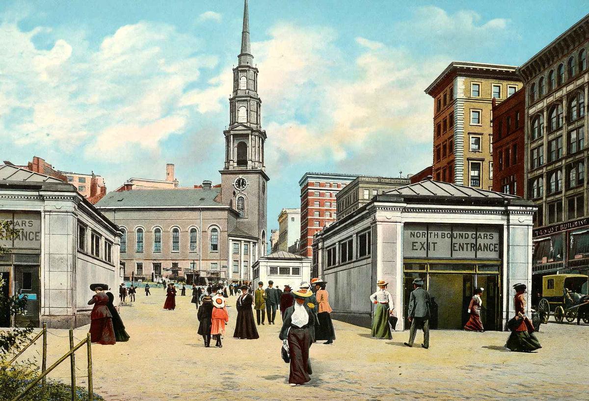 Park Street Subway Entrance Boston in 1903 Vintage Print (7 Sizes)