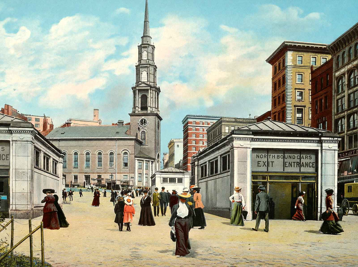 Park Street Subway Entrance Boston in 1903 Vintage Print (7 Sizes)