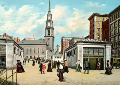 Park Street Subway Entrance Boston in 1903 Vintage Print (7 Sizes)