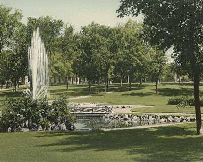 The Park in Bath in 1905 vintage print