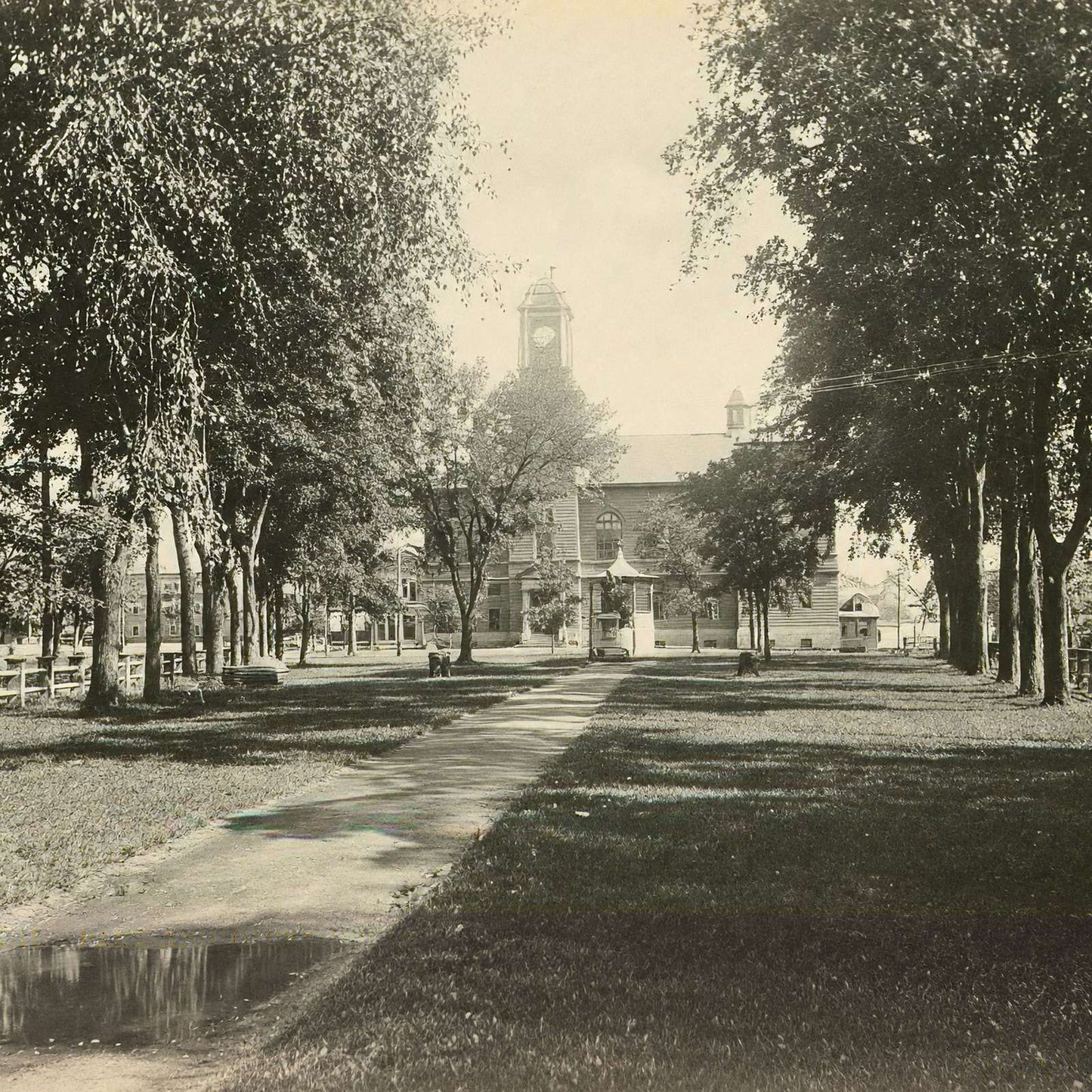 Park and Opera House Claremont NH in 1905 Vintage Print (7 Sizes)