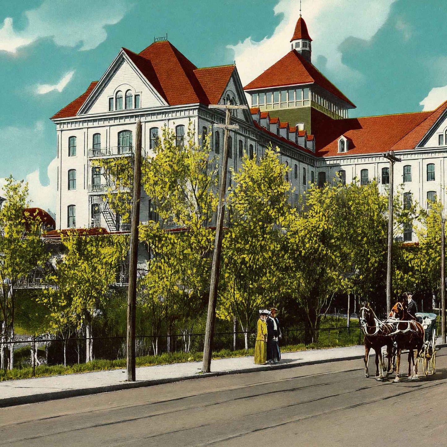 Park Hotel Hot Springs AR in 1906 Vintage Print (7 Sizes) - High Quality