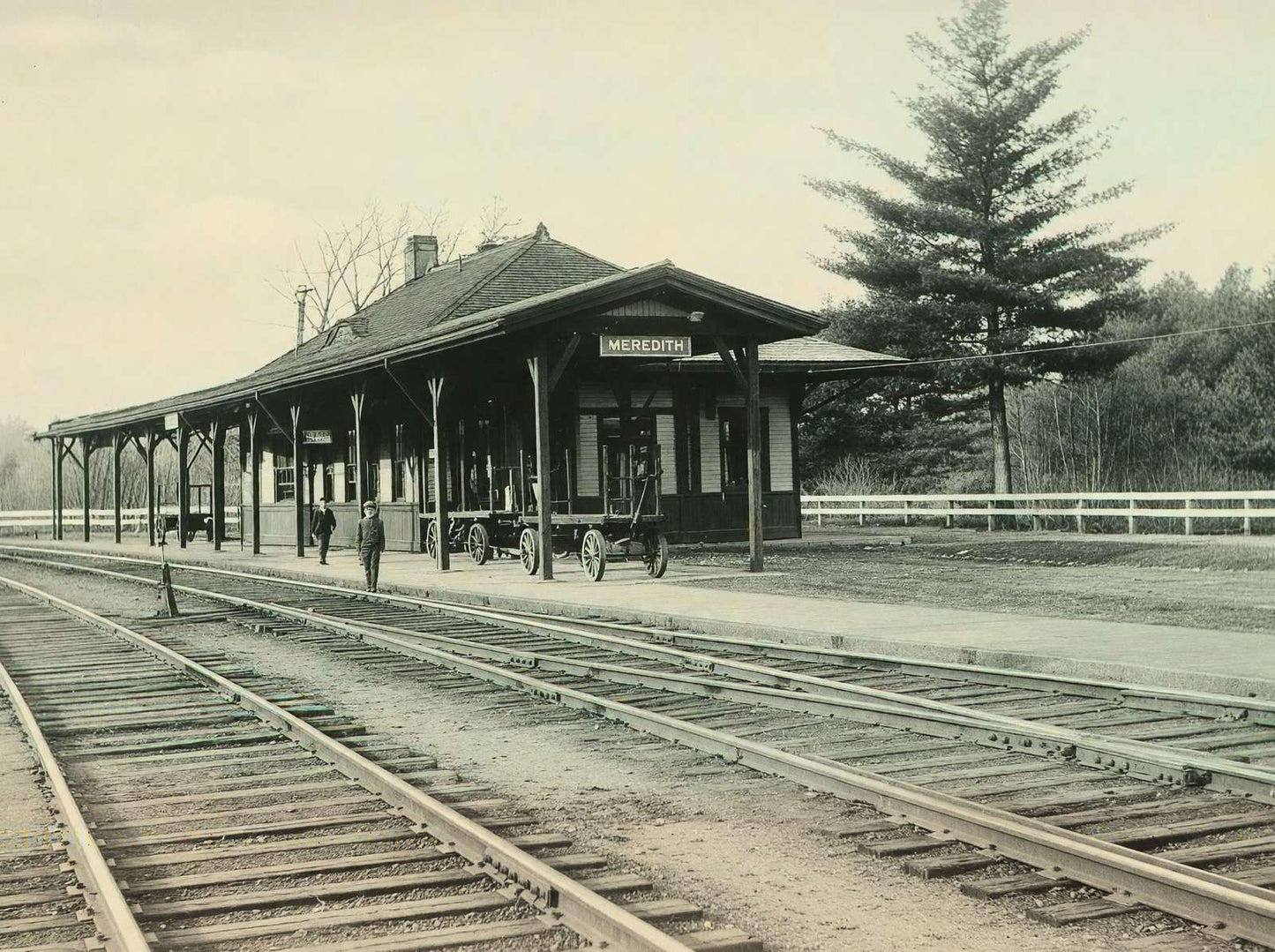 Passenger Station Meredith NH in 1905 Vintage Print (7 Sizes) - Enhanced