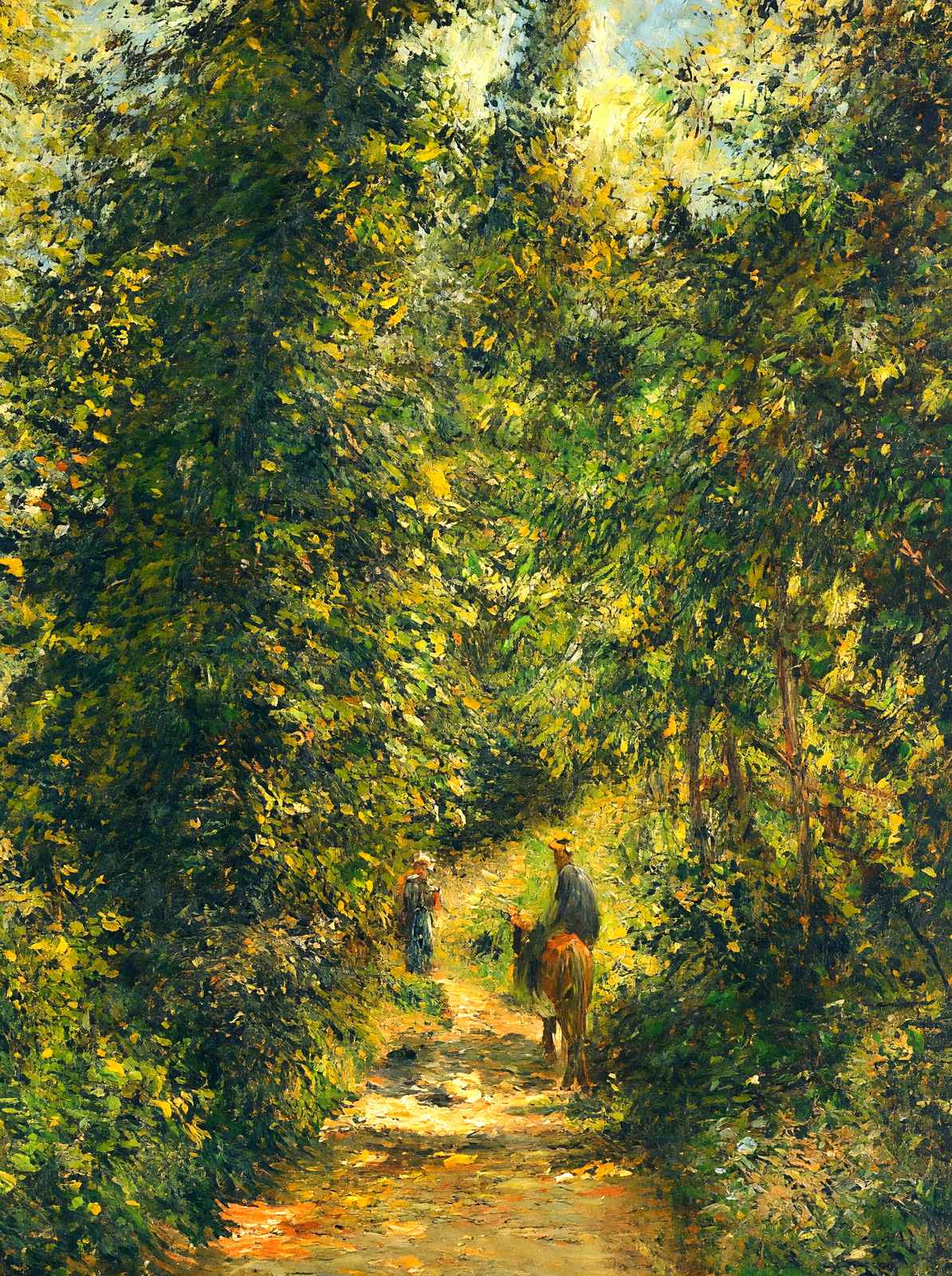 Path Under the Trees, Summer Art Print 1877 by Camille Pissarro (6 Sizes)