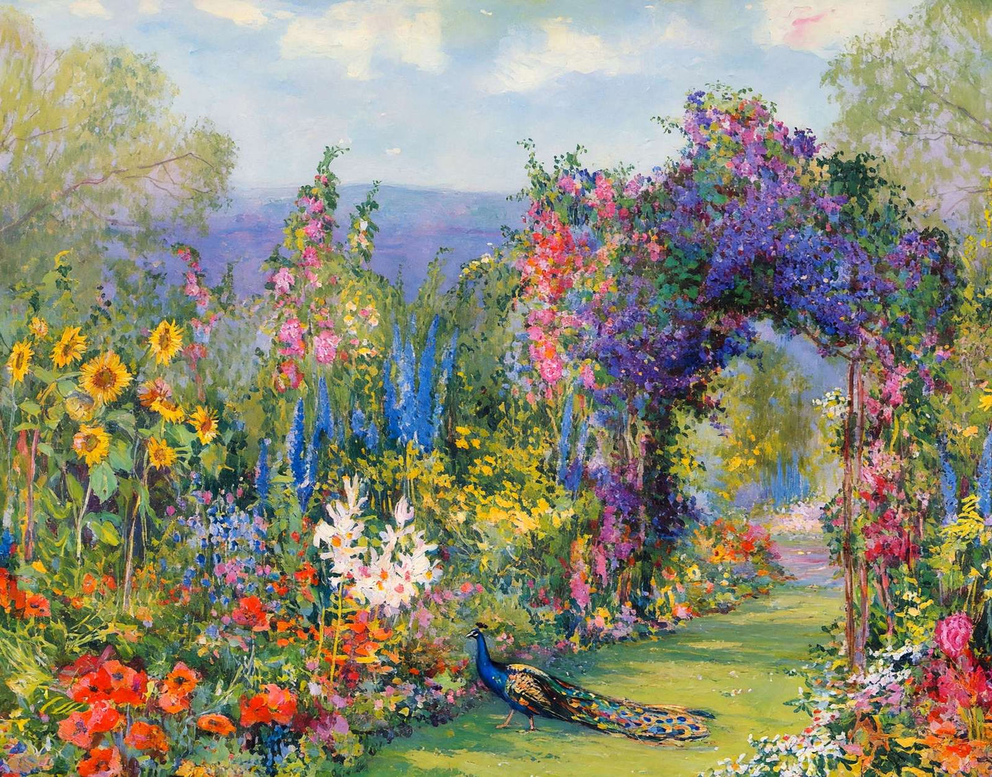 Path Through Clematis Arbor in 1922 Art Print (7 Sizes) - Restored