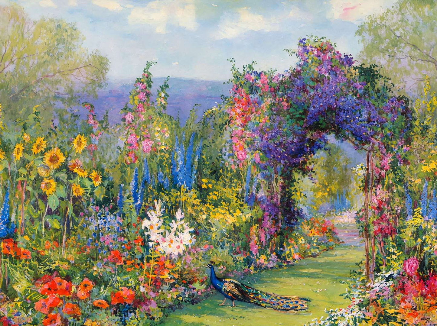Path Through Clematis Arbor in 1922 Art Print (7 Sizes) - Restored