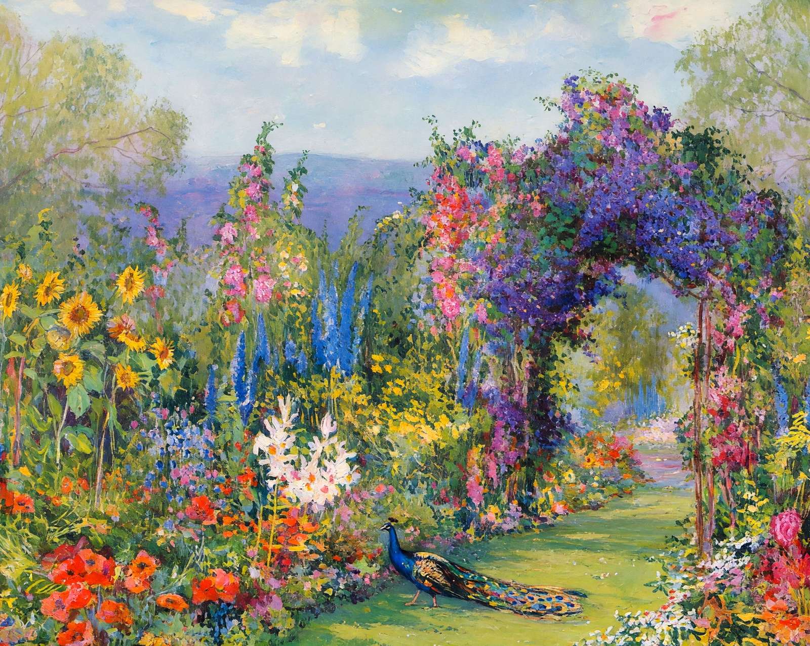 Path Through Clematis Arbor in 1922 art print