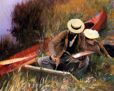 Paul Helleu Sketching His Wife 1889 Painting by John Singer Sargent 8x10" Art Print