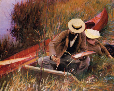 Paul Helleu Sketching His Wife art print by John Singer Sargent (1889)