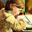Paul Writing Painting by Camille Pissarro Art Print (6 Sizes) - High Quality