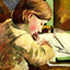 Paul Writing fine art print by Camille Pissarro