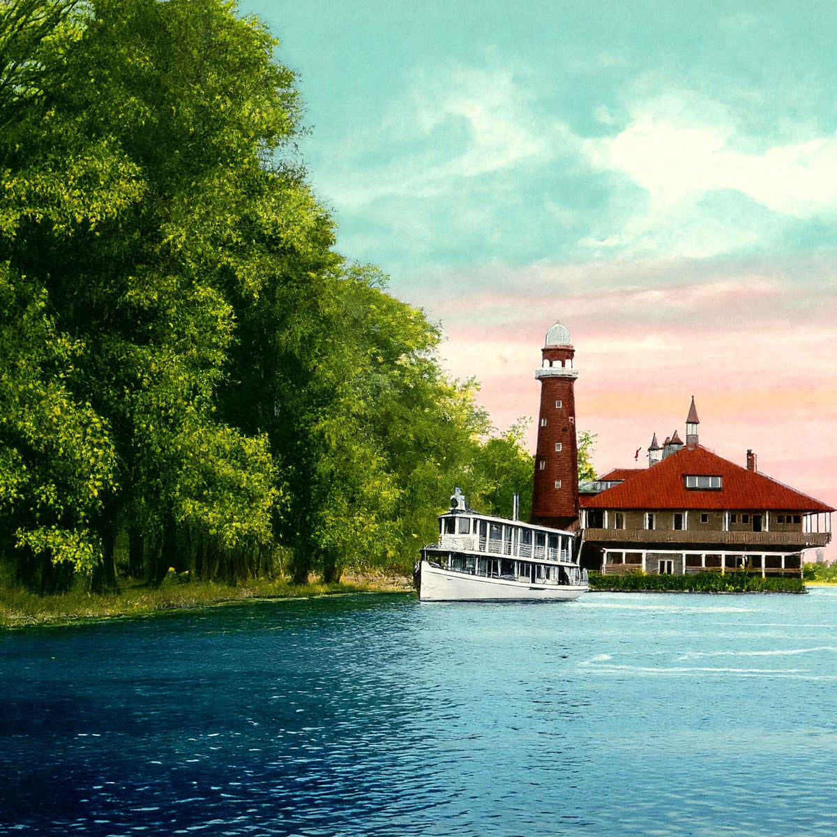 The Pavilion Silver Lake Akron in 1907 Vintage Print (7 Sizes) - Restored