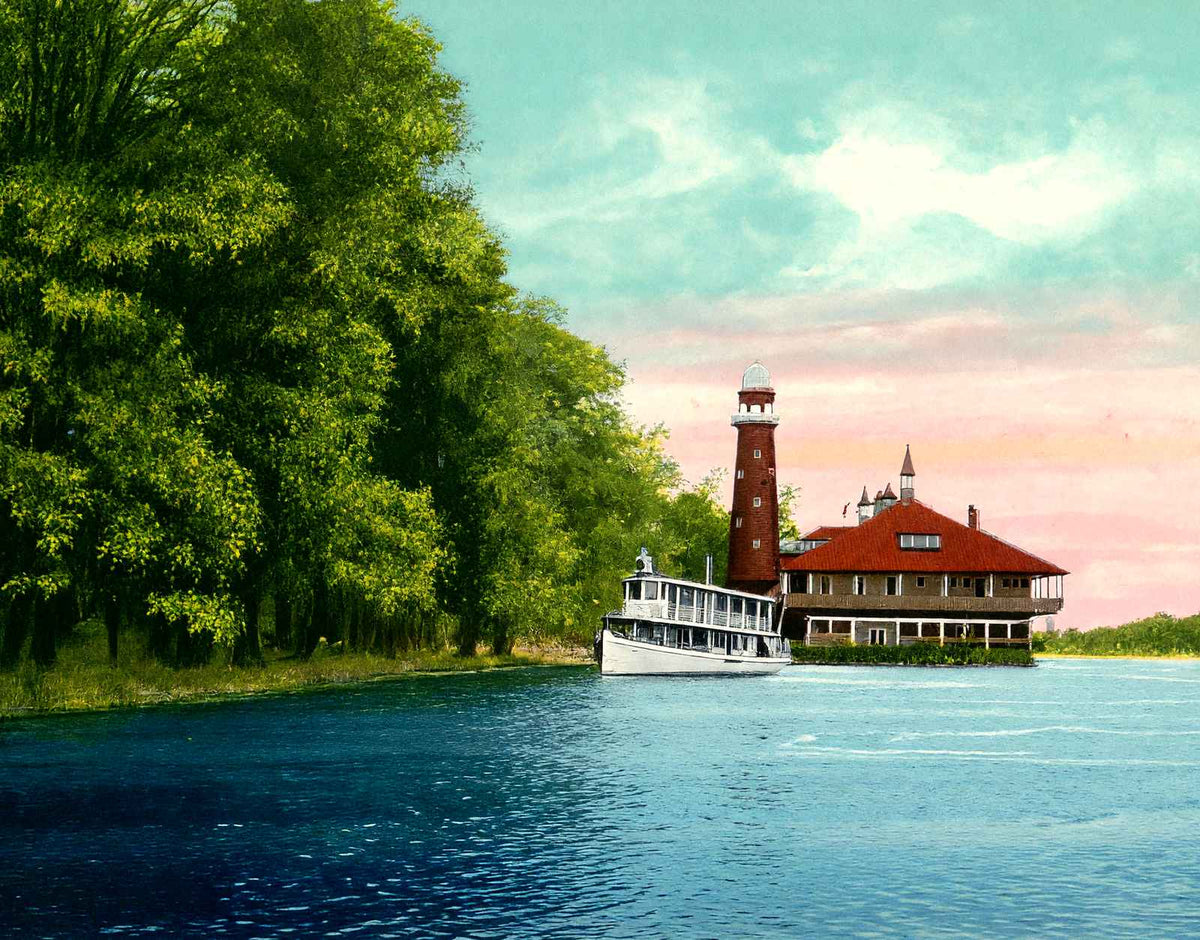 The Pavilion Silver Lake Akron in 1907 Vintage Print (7 Sizes) - Restored