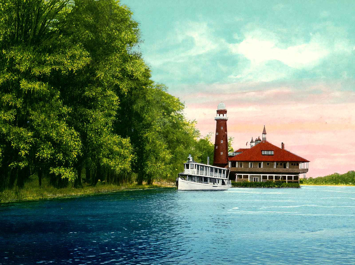 The Pavilion Silver Lake Akron in 1907 Vintage Print (7 Sizes) - Restored