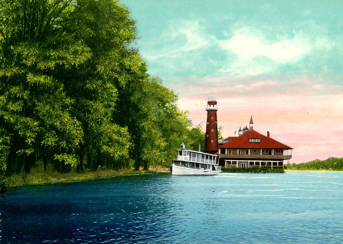 The Pavilion Silver Lake Akron in 1907 Vintage Print (7 Sizes) - Restored
